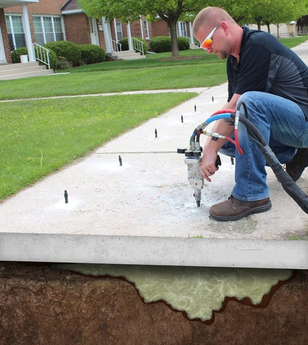 Polyurethane concrete raising also called Slabjacking