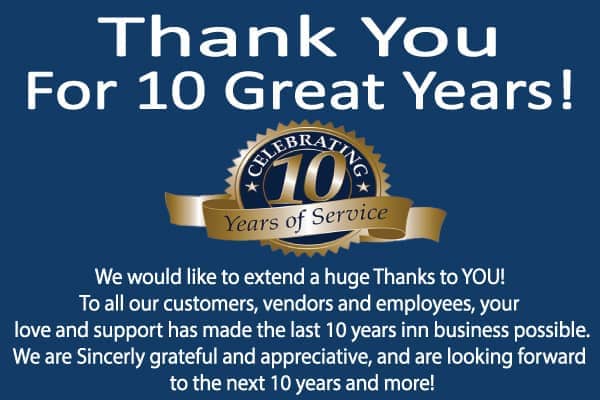 Bam 10 Year in Business Thanks you for 10 Great Years